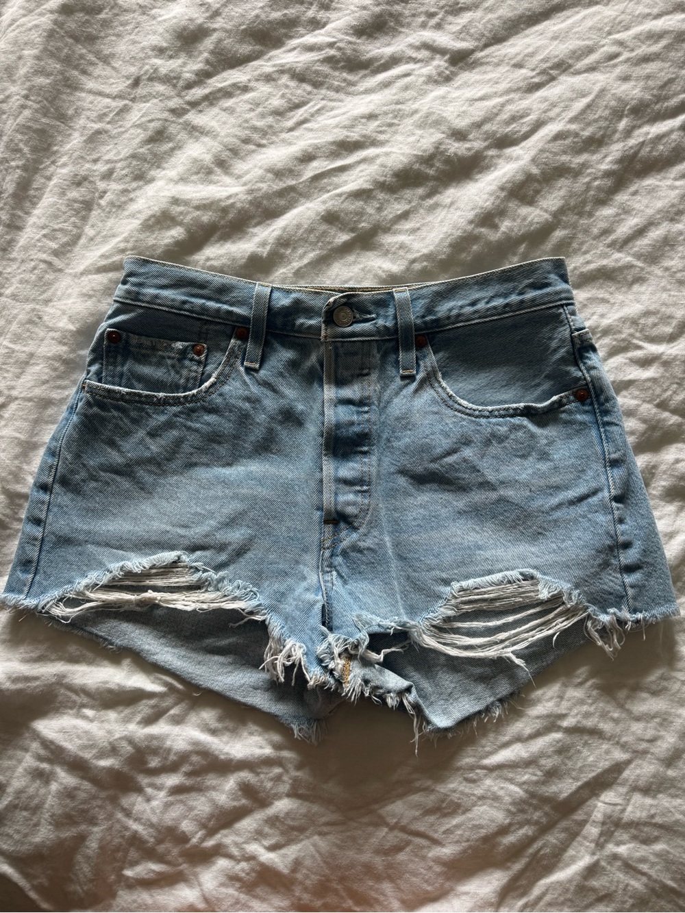 Levi’s light blue 501 shorts